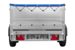 GARDEN TRAILER 264/2 KIPP remorque à deux essieux avec roue jockey, tiges de support, ridelles supplémentaires et bâche plate bleue – Image 6