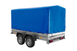 Remorque à deux essieux 264x125 UNITRAILER GARDEN 264/2 KIPP avec châssis H-1100 et bâche bleue – Image 4