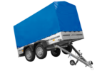 Remorque à deux essieux 264x125 UNITRAILER GARDEN 264/2 KIPP avec châssis H-1100 et bâche bleue