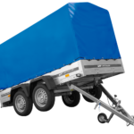 Remorque à deux essieux 264x125 UNITRAILER GARDEN 264/2 KIPP avec châssis H-1100 et bâche bleue
