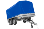 Remorque à deux essieux 264x150 UNITRAILER GARDEN 265/2 KIPP avec châssis H-1100 et bâche bleue