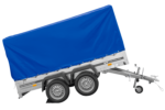 Remorque à deux essieux 264x150 UNITRAILER GARDEN 265/2 KIPP avec châssis H-1100 et bâche bleue – Image 3