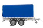Remorque à deux essieux 264x150 UNITRAILER GARDEN 265/2 KIPP avec châssis H-1100 et bâche bleue – Image 6