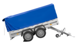 Remorque à deux essieux 264x150 UNITRAILER GARDEN 265/2 KIPP avec châssis H-800 et bâche bleue – Image 4