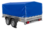 Remorque à deux essieux 264x150 UNITRAILER GARDEN 265/2 KIPP avec châssis H-800 et bâche bleue – Image 3