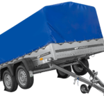 Remorque à deux essieux 264x150 UNITRAILER GARDEN 265/2 KIPP avec châssis H-800 et bâche bleue