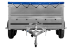 Remorque à deux essieux 264x150 UNITRAILER GARDEN 265/2 KIPP avec ridelles BIS, châssis H-0 et bâche bleue – Image 3