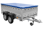 Remorque à deux essieux 264x150 UNITRAILER GARDEN 265/2 KIPP avec ridelles BIS, châssis H-0 et bâche bleue