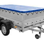 Remorque à deux essieux 264x150 UNITRAILER GARDEN 265/2 KIPP avec ridelles BIS, châssis H-0 et bâche bleue