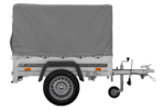 Remorque à un essieu 150x106 UNITRAILER GARDEN 150 KIPP avec châssis H-800 et bâche grise – Image 3