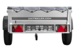 Remorque à un essieu 200x106 UNITRAILER GARDEN 200 KIPP avec châssis H-0 et bâche grise – Image 3