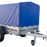 Remorque à un essieu 200x106 UNITRAILER GARDEN 200 KIPP avec châssis H-800 et bâche bleue