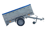 Remorque à un essieu 200x106 UNITRAILER GARDEN 200 KIPP avec côtés BIS et bâche bleue – Image 3