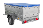 Remorque à un essieu 200x106 UNITRAILER GARDEN 200 KIPP avec côtés BIS et bâche bleue – Image 5
