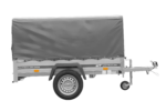 Remorque à un essieu 200x125 UNITRAILER GARDEN 201 KIPP avec châssis H-800 et bâche grise – Image 4