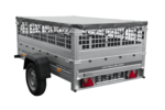 Remorque à un essieu 200x125 UNITRAILER GARDEN 201 KIPP avec côtés en filet et bâche grise – Image 3