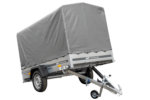 Remorque à un essieu 230x125 UNITRAILER GARDEN 230 KIPP avec châssis H-1100 et bâche grise