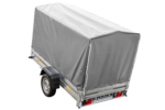 Remorque à un essieu 230x125 UNITRAILER GARDEN 230 KIPP avec châssis H-1100 et bâche grise – Image 4