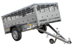 Remorque à un essieu 230x125 UNITRAILER GARDEN 230 KIPP avec côtés en filet, châssis H-0 et bâche grise