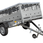 Remorque à un essieu 230x125 UNITRAILER GARDEN 230 KIPP avec côtés en filet, châssis H-0 et bâche grise