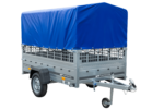 Remorque à un essieu 230x125 UNITRAILER GARDEN 230 KIPP avec côtés en filet, châssis H-800 et bâche bleue – Image 6