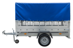Remorque à un essieu 230x125 UNITRAILER GARDEN 230 KIPP avec côtés en filet, châssis H-800 et bâche bleue – Image 5
