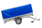 Remorque à un essieu 264x150 UNITRAILER GARDEN 265 KIPP avec arceau H-800 et bâche bleue – Image 6