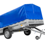 Remorque à un essieu 264x150 UNITRAILER GARDEN 265 KIPP avec arceau H-800 et bâche bleue
