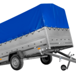 Remorque à un essieu 264x150 UNITRAILER GARDEN 265 KIPP avec ridelles BIS, arceau H-800 et bâche bleue