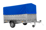 Remorque à un essieu 264x150 UNITRAILER GARDEN 265 KIPP avec ridelles BIS, arceau H-800 et bâche bleue – Image 4
