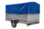 Remorque à un essieu 264x150 UNITRAILER GARDEN 265 KIPP avec ridelles BIS, arceau H-800 et bâche bleue – Image 6
