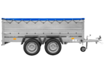 Remorque double essieux Garden Trailer 264/2 KIPP avec roue jockey, rehausses de ridelles et bâche plate bleue – Image 3