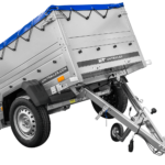 Remorque légère 150x106 UNITRAILER GARDEN 150 KIPP avec côtés BIS et bâche bleue