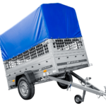Remorque légère 200x106 UNITRAILER GARDEN 200 KIPP avec côtés en filet, châssis H-800 et bâche bleue