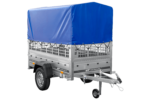 Remorque légère 200x106 UNITRAILER GARDEN 200 KIPP avec côtés en filet, châssis H-800 et bâche bleue – Image 3