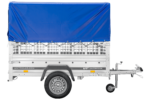 Remorque légère 200x106 UNITRAILER GARDEN 200 KIPP avec côtés en filet, châssis H-800 et bâche bleue – Image 5