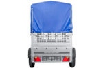 Remorque légère 200x106 UNITRAILER GARDEN 200 KIPP avec côtés en filet, châssis H-800 et bâche bleue – Image 6