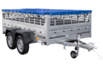 Remorque légère 264x150 UNITRAILER GARDEN 265/2 KIPP avec côtés en filet, châssis H-0 et bâche bleue – Image 5
