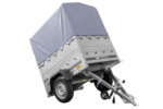 Remorque mono-essieu 150x106 UNITRAILER GARDEN 150 KIPP avec ridelles BIS, châssis H-800 et bâche grise