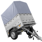 Remorque mono-essieu 150x106 UNITRAILER GARDEN 150 KIPP avec ridelles BIS, châssis H-800 et bâche grise