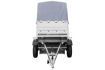 Remorque mono-essieu 150x106 UNITRAILER GARDEN 150 KIPP avec ridelles BIS, châssis H-800 et bâche grise – Image 3