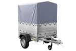 Remorque mono-essieu 150x106 UNITRAILER GARDEN 150 KIPP avec ridelles BIS, châssis H-800 et bâche grise – Image 4
