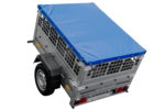 Remorque porte-voitures 150x106 UNITRAILER GARDEN 150 KIPP avec côtés en filet et bâche bleue – Image 4