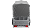 Remorque porte-voitures 200x106 UNITRAILER GARDEN 200 KIPP avec côtés en filet, châssis H-800 et bâche grise – Image 4