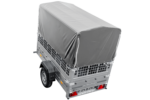 Remorque porte-voitures 200x106 UNITRAILER GARDEN 200 KIPP avec côtés en filet, châssis H-800 et bâche grise – Image 5
