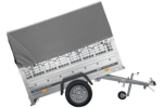 Remorque porte-voitures 200x106 UNITRAILER GARDEN 200 KIPP avec côtés en filet, châssis H-800 et bâche grise – Image 6