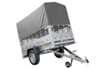 Remorque porte-voitures 200x106 UNITRAILER GARDEN 200 KIPP avec côtés en filet, châssis H-800 et bâche grise