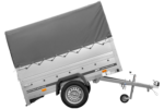 Remorque porte-voitures 200x125 UNITRAILER GARDEN 201 KIPP avec ridelles BIS, châssis H-800 et bâche grise – Image 4