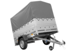 Remorque porte-voitures 200x125 UNITRAILER GARDEN 201 KIPP avec ridelles BIS, châssis H-800 et bâche grise