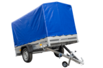 Remorque porte-voitures 230x125 UNITRAILER GARDEN 230 KIPP avec châssis H-1100 et bâche bleue